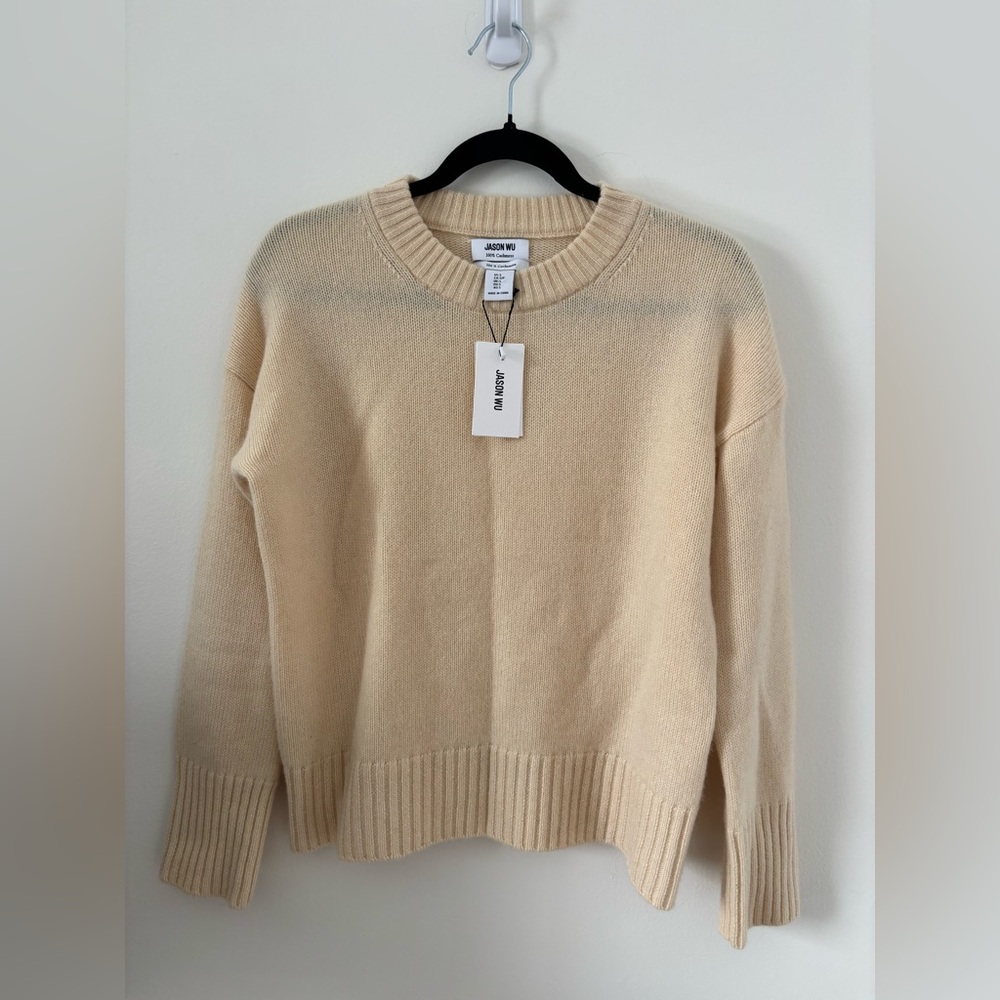 BNWT Jason Wu Beige Women's Crew Neck Sweater 100% Cashmere